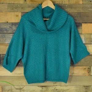 Notations Cowl Neck Crop Top Sweater